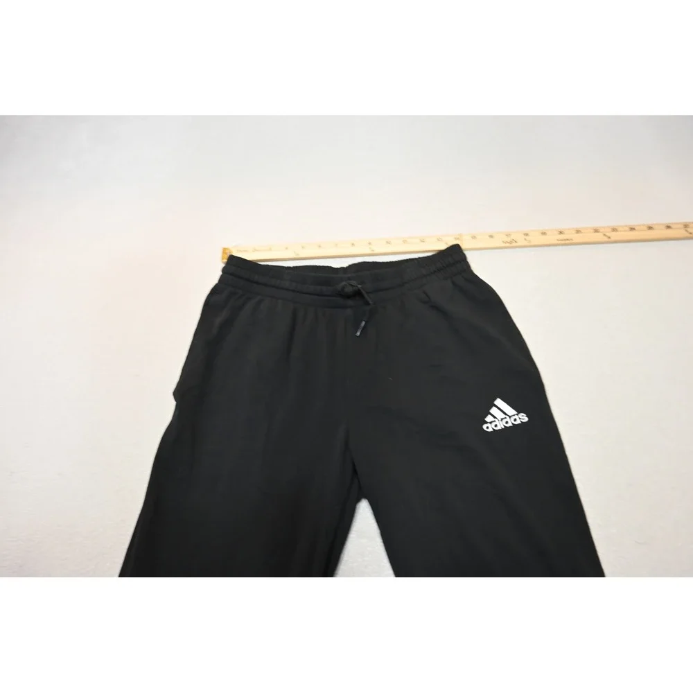 Adidas Sweatpants Tapered Mens Medium Black Joggers Logo Athletic Excellent